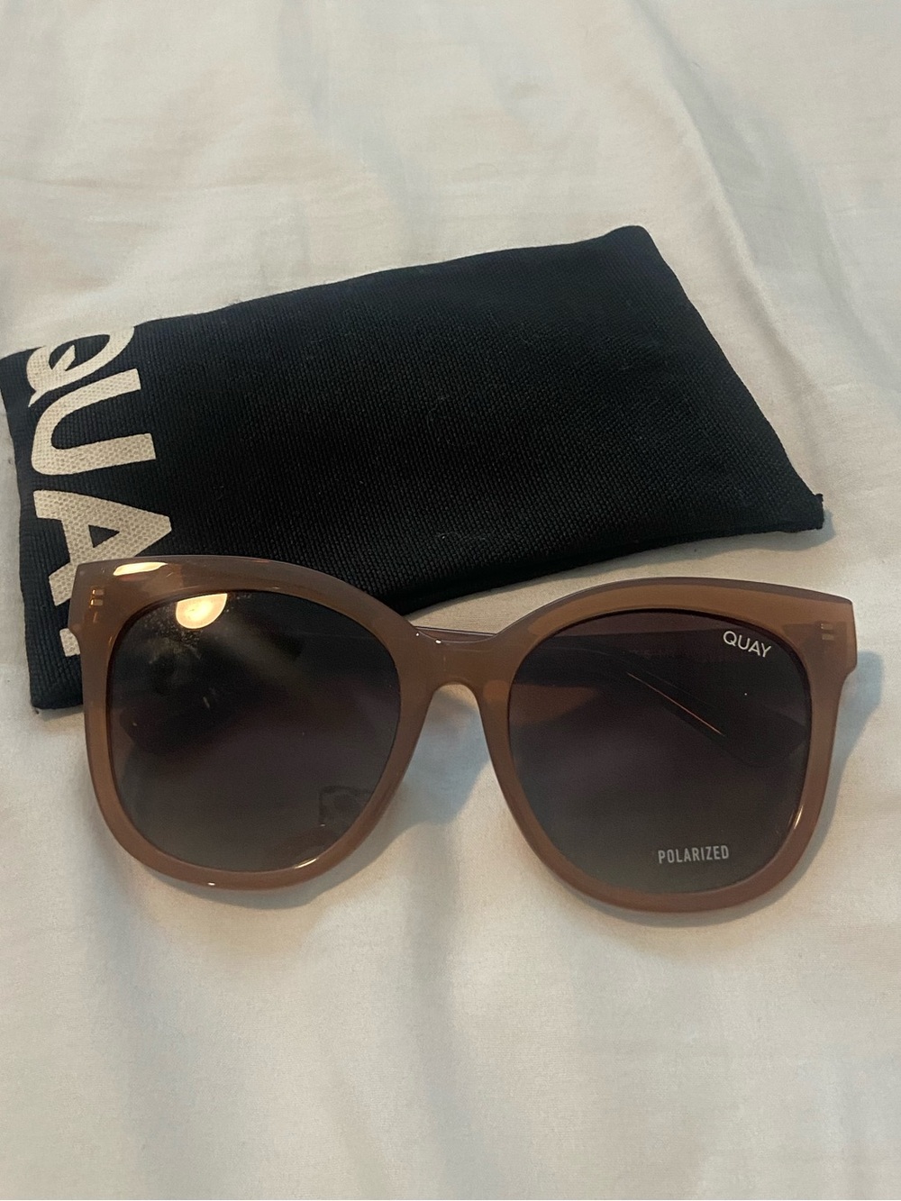 Quay Australia Women's Sunglasses in Light Brown Frame with Dark Lenses